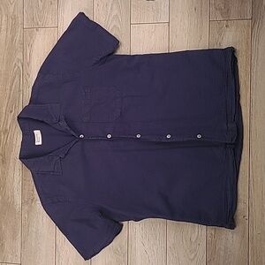 UNIVERSAL WORKS Recent Dark‎ Blue Cotton Small Boxy Camp Short Sleeve Shirt